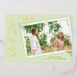 Mint Romantic Vintage Photo Album Scrapbook 箔招待状