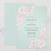 Mint Rose Romantic Spring Wedding 招待状 (正面/裏面)