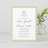 Mint Scalloped Romantic Cake Wedding Invitation 招待状 (スタンド正面)