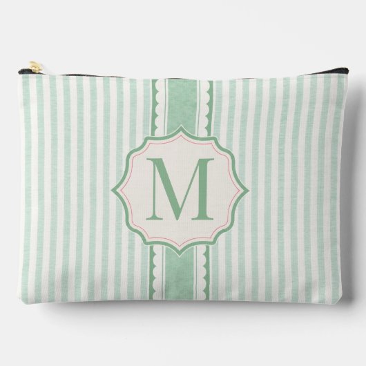 Mint Seersucker Mahjong Tile Bag Personalized アクセサリーポーチ (正面)