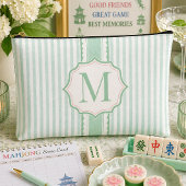 Mint Seersucker Mahjong Tile Bag Personalized アクセサリーポーチ