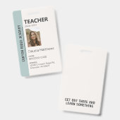 Mint Stripe Homeschool Educator ID Badge バッジ (正面＆裏面)
