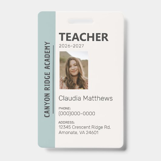 Mint Stripe Homeschool Educator ID Badge バッジ (正面)