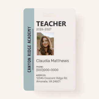 Mint Stripe Homeschool Educator ID Badge バッジ