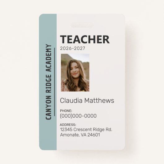 Mint Stripe Homeschool Educator ID Badge バッジ (正面)