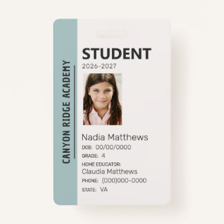 Mint Stripe Homeschool Student ID Badge バッジ