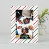 Mint Striped Frame Red White Green and Real 箔シーズンカード (立ち正面)