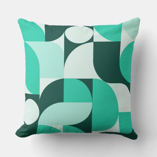 Mint Teal Geometric Composition クッション (正面)