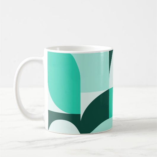 Mint Teal Geometric Composition コーヒーマグカップ (左)