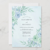 Mint Teal Refreshing Botanical Wedding 招待状 (正面)