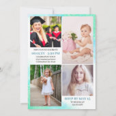 Mint Teal She Did It Graduation Announcment Party 招待状 (裏面)