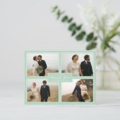 Mint Thank You's Collage 結婚4フォトポストカード ポストカード (スタンド正面)