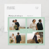 Mint Thank You's Collage 結婚4フォトポストカード ポストカード (正面/裏面)