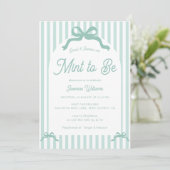 Mint To Be Bow Stripes Bridal Shower 招待状 (スタンド正面)