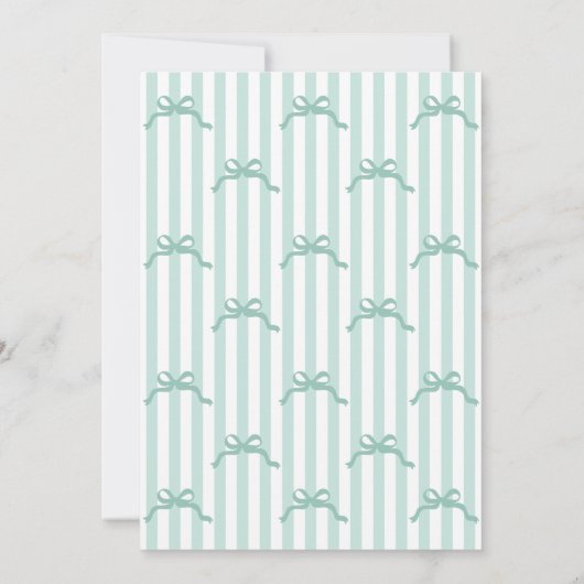 Mint To Be Bow Stripes Bridal Shower 招待状 (裏面)