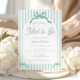 Mint To Be Bow Stripes Bridal Shower 招待状