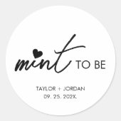 Mint to Be Minimalistスクリプト結婚式の引き出物 ラウンドシール (正面)