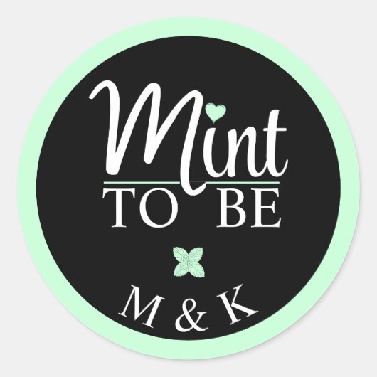 Mint to Be Monogram Wedding Bridal Shower ラウンドシール (正面)