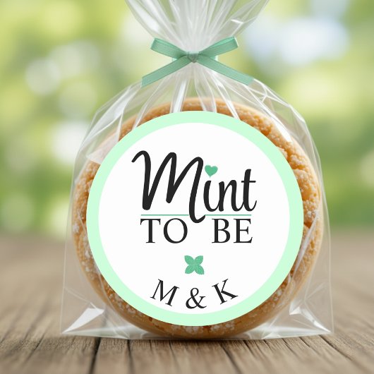 Mint to Be Monogram Wedding Bridal Shower ラウンドシール