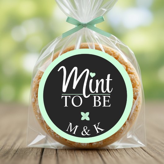 Mint to Be Monogram Wedding Bridal Shower ラウンドシール
