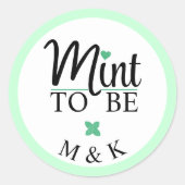 Mint to Be Monogram Wedding Bridal Shower ラウンドシール (正面)