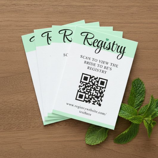 Mint to Be QR Code Wedding Registry Bridal Shower エンクロージャーカード