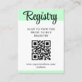 Mint to Be QR Code Wedding Registry Bridal Shower エンクロージャーカード (正面)