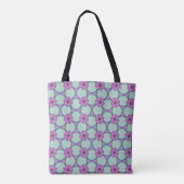Mint & Violet Geometric Floral Pattern Tote トートバッグ (裏面)