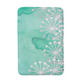 Mint Watercolor and White Flowers バスマット (正面縦)