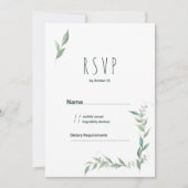 Mint watercolor greenery wreath RSVP 招待状 (正面)