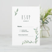 Mint watercolor greenery wreath RSVP 招待状 (スタンド正面)