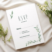 Mint watercolor greenery wreath RSVP 招待状