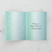 Mint White Bokeh Dots Bow Cupcake Christmas カード (内部)