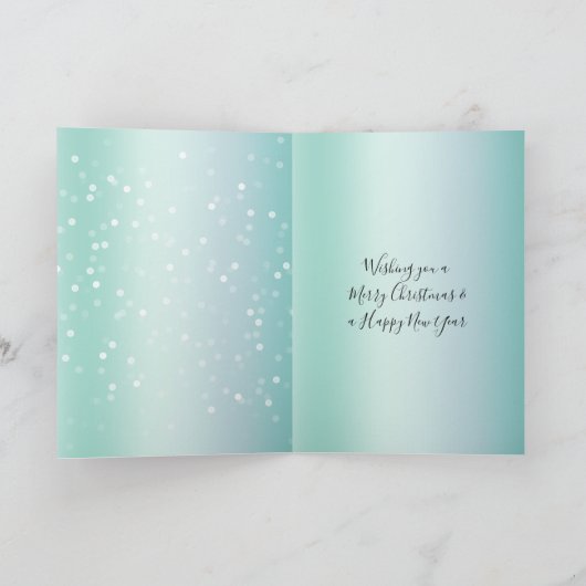 Mint White Bokeh Dots Bow Cupcake Christmas カード (内部)