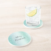 Mint White Bokeh Dots Celebration コースター (側面)