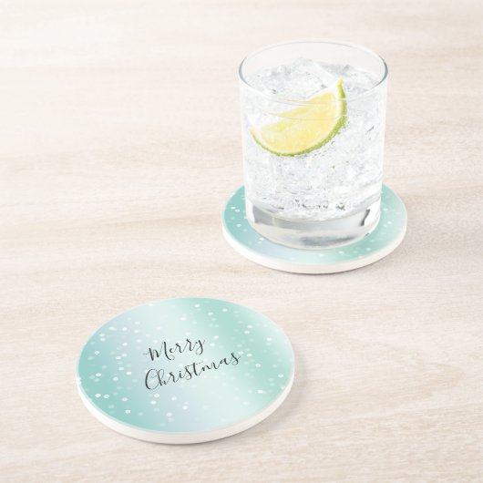 Mint White Bokeh Dots Celebration コースター (側面)