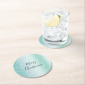 Mint White Bokeh Dots Celebration ラウンドペーパーコースター (インサイチュ)