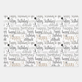 Mint White Fun Happy Balloons Birthday ラッピングペーパーシート