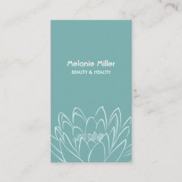 Mint white lilypad flower illustration elegant  名刺