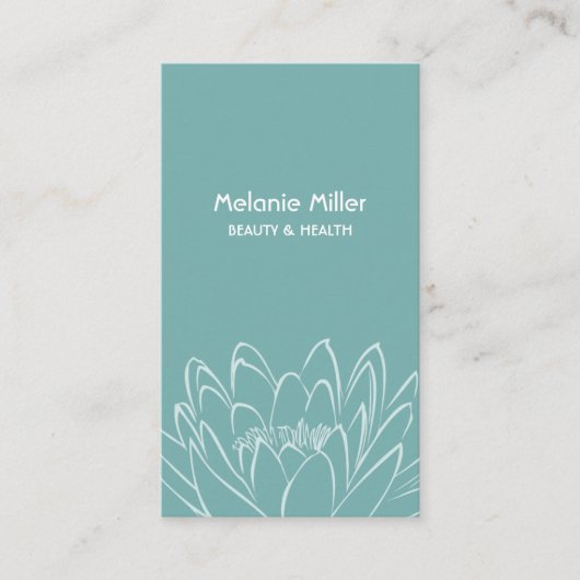 Mint white lilypad flower illustration elegant 名刺 (正面)