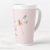 Mint White Pink Dragonfly カフェラテマグ (右アングル)