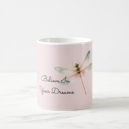 Mint White Pink Dragonfly コーヒーマグカップ (中央)