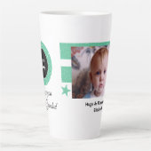 Mint white so lucky Grandad with photo カフェラテマグ (正面)