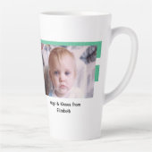 Mint white so lucky Grandad with photo カフェラテマグ (右)