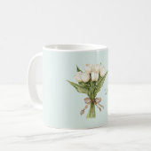 Mint White Tulip Flowers  コーヒーマグカップ (正面左)
