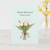 Mint White Tulip Flowers Birthday カード (黄色い花)