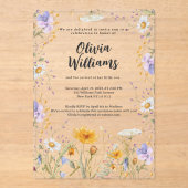 Mint wildflower spring floral Baby Shower  アクリル招待状 (正面)