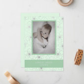 Mint Wildflowers Silver Photo Naming Ceremony ノートカード (正面/裏面インサイチュ)