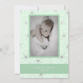 Mint Wildflowers Silver Photo Naming Ceremony ノートカード