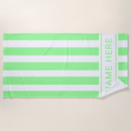 Mint with White Stripe Towel with Your Name ビーチタオル